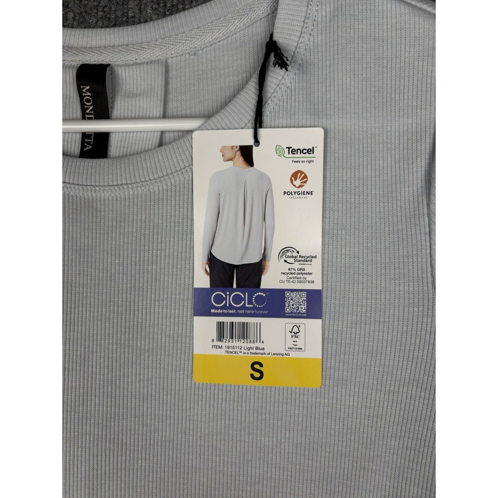 Mondetta Women's Ribbed Long Sleeve Top Blue  Small New With Tags - Picture 3 of 9